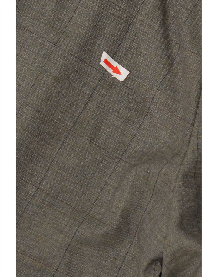 Pantaloni da abito con pegging da uomo Marks & Spencer W36 L29 lana a quadri grigi
