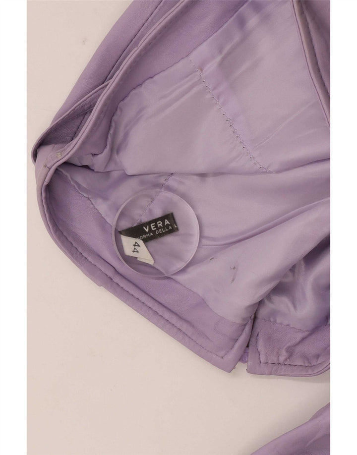 Pantaloni in pelle vintage da donna IT 44 medi W28 L32 Pelle viola
