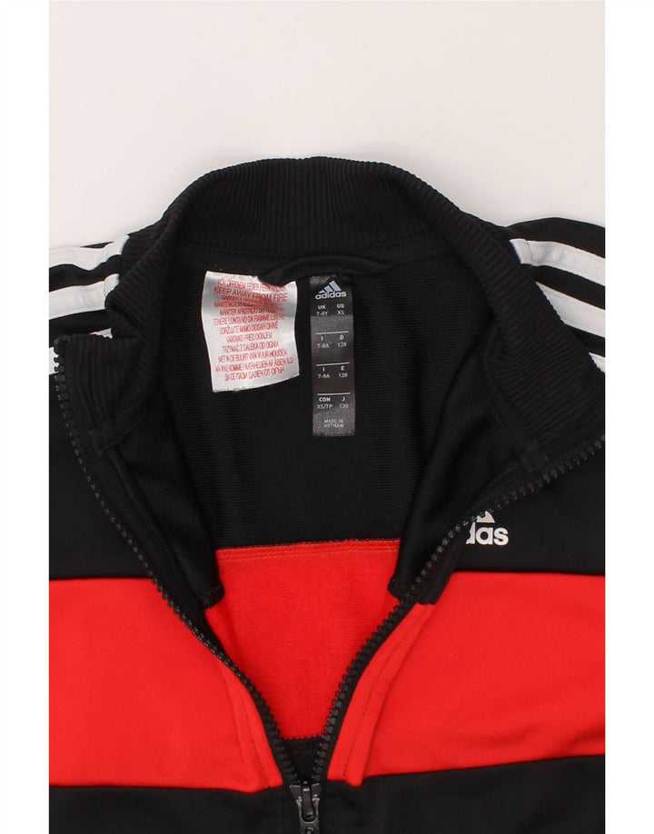 ADIDAS Boys Tracksuit Top Jacket 7-8 Years Black Colourblock Polyester Vintage Adidas and Second-Hand Adidas from Messina Hembry 