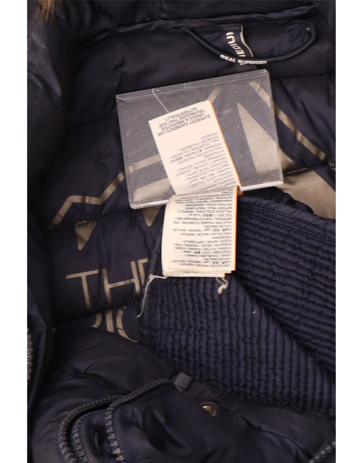 Giacca imbottita con cappuccio da donna SUPERDRY UK 14 poliestere medio blu navy