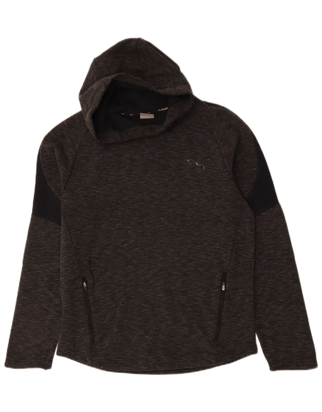 Felpa con cappuccio da uomo Puma in cotone chiazzato grigio medio
