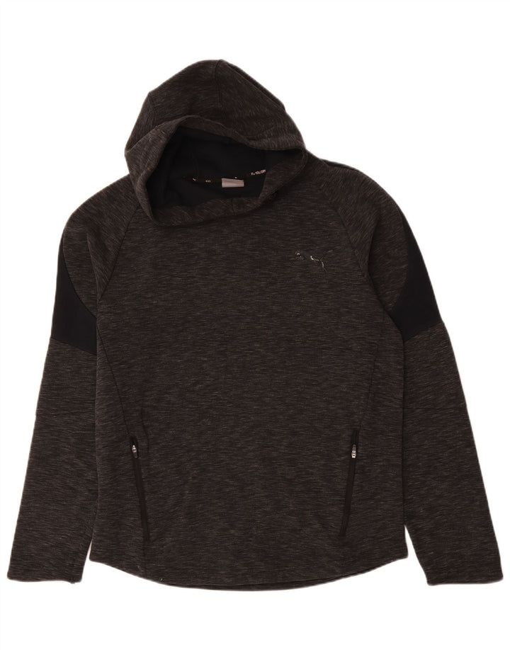 Felpa con cappuccio da uomo Puma in cotone chiazzato grigio medio