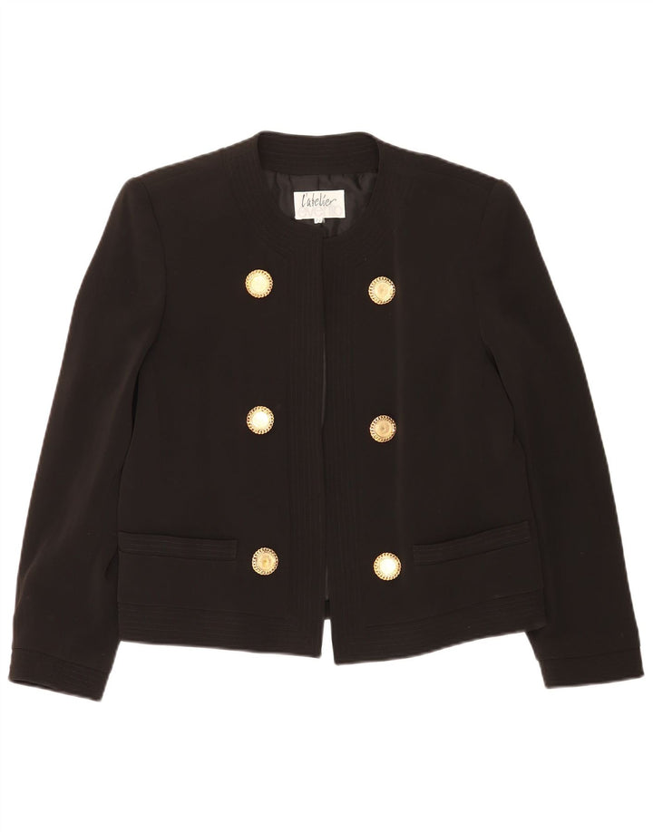 Giacca blazer aperta da donna vintage IT 44 acetato nero medio