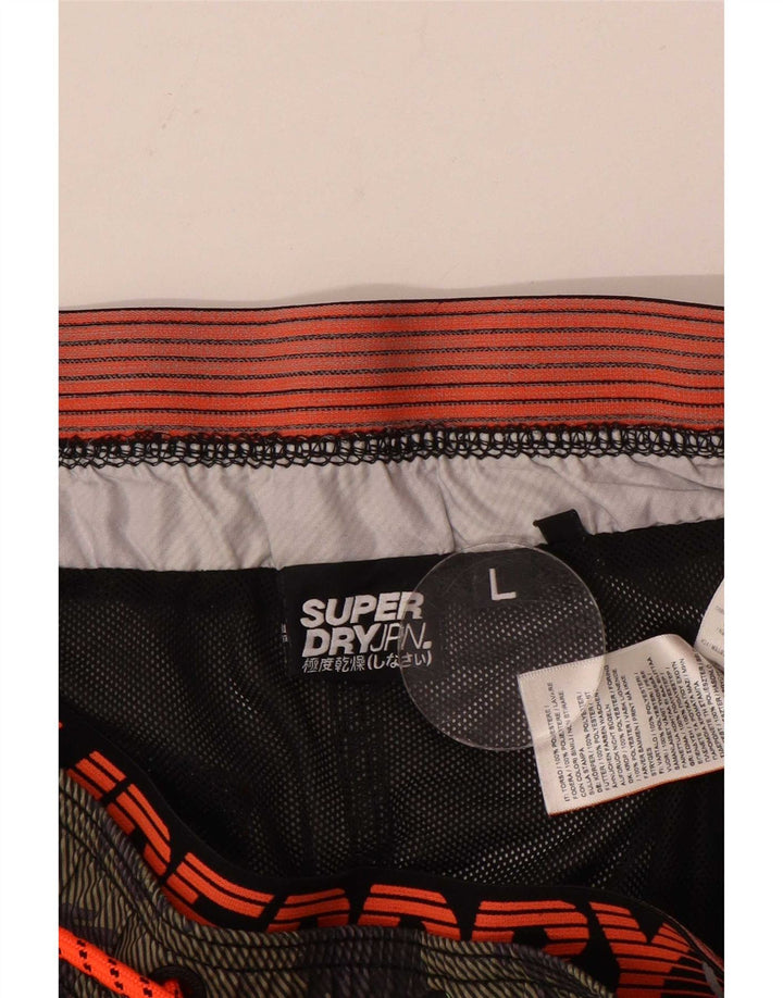 Pantaloncini da bagno grafici da uomo Superdry Large in poliestere mimetico kaki