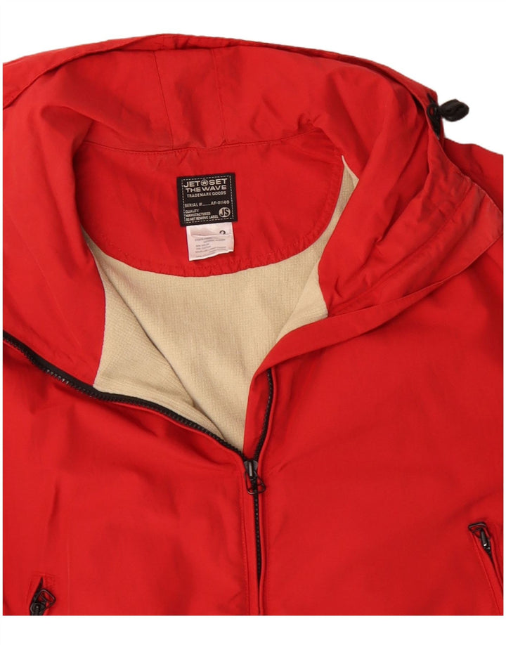 JET SET Giacca a vento con cappuccio da uomo UK 42 XL Rosso Colourblock