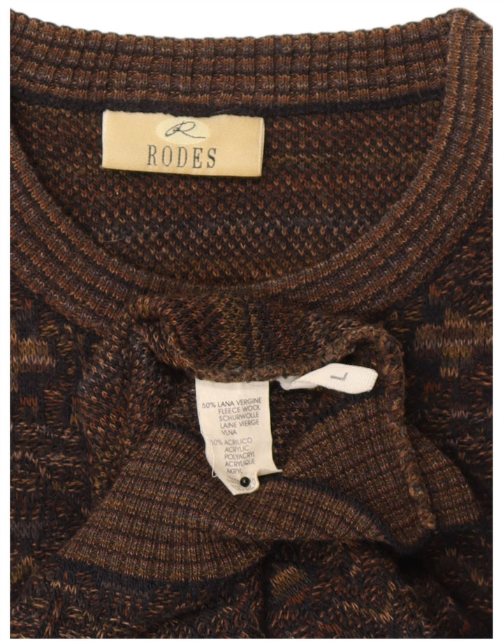 Rodes Maglione girocollo da uomo maglione grande lana geometrica marrone