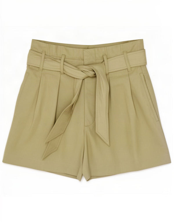 Pantaloncini Zara da donna a vita alta in ecopelle XS W24 poliestere kaki