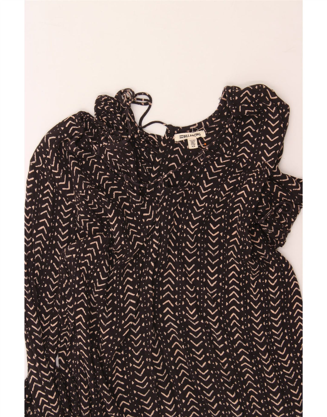 BILLABONG Womens Blouse Top UK 14 Medium Black Striped Rayon Vintage Billabong and Second-Hand Billabong from Messina Hembry 