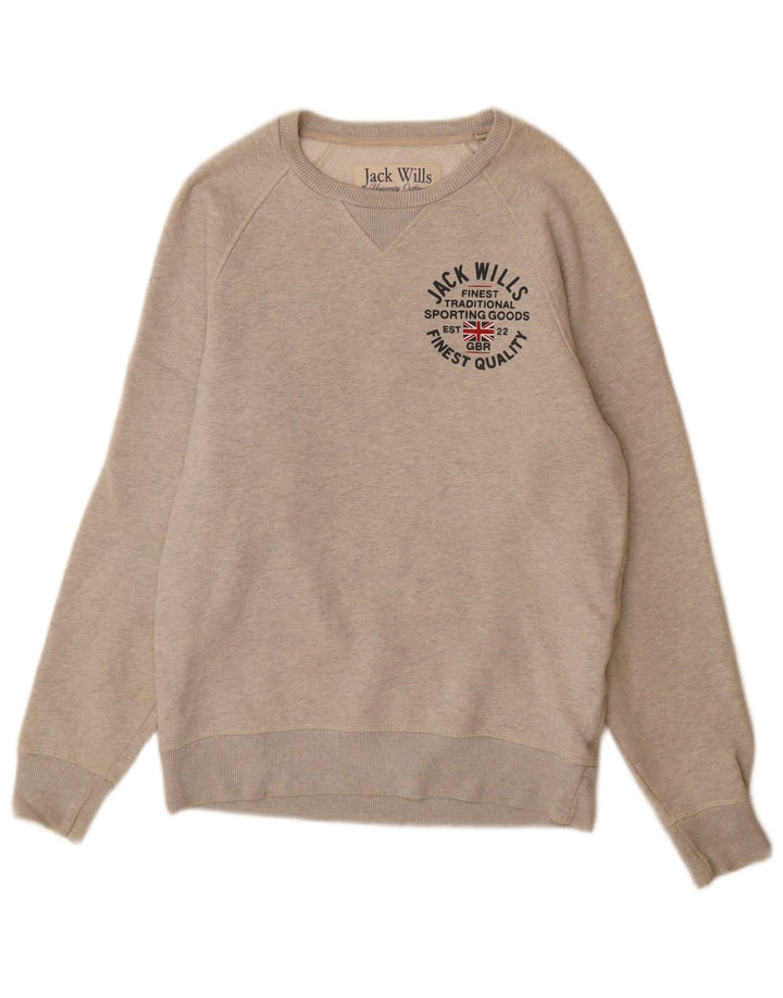 Felpa grafica da uomo Jack Wills Maglione piccolo cotone chiazzato grigio