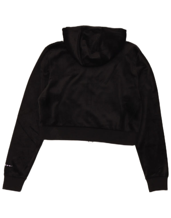 Maglione con cappuccio e zip corta in velluto da donna Ellesse UK 12 poliestere nero medio