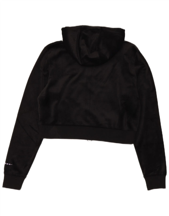 Maglione con cappuccio e zip corta in velluto da donna Ellesse UK 12 poliestere nero medio