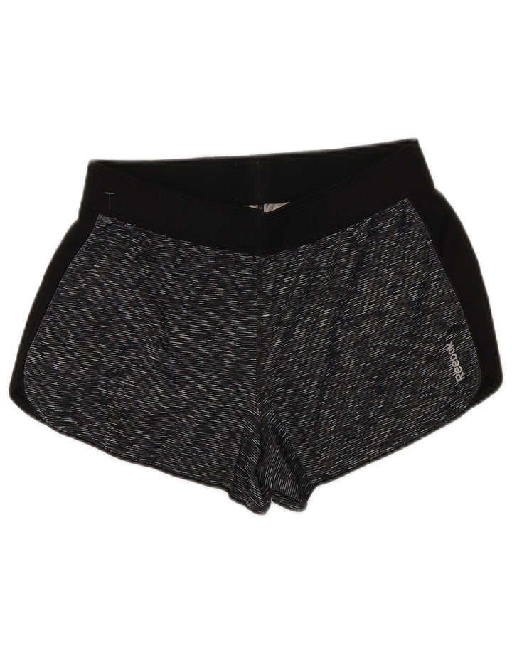 Pantaloncini sportivi REEBOK da donna UK 10 piccoli in poliestere screziato grigio