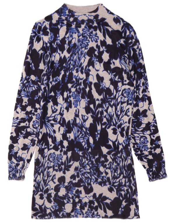 Abito maglione da donna MARKS & SPENCER UK 14 Viscosa floreale blu grande