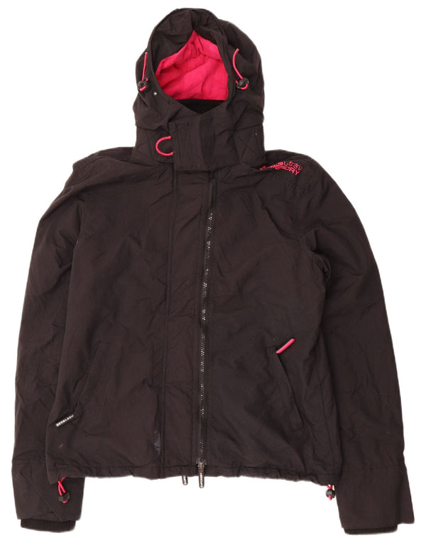 Giacca a vento da donna con cappuccio SUPERDRY UK 14 media nera