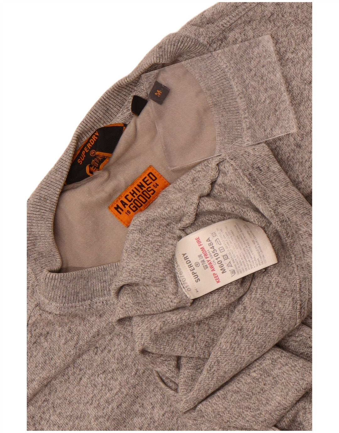 Top da uomo a maniche lunghe Superdry in cotone mélange grigio medio