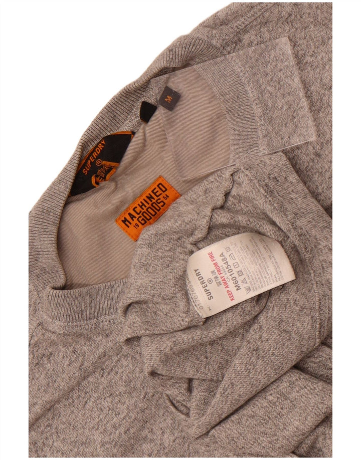 Top da uomo a maniche lunghe Superdry in cotone mélange grigio medio