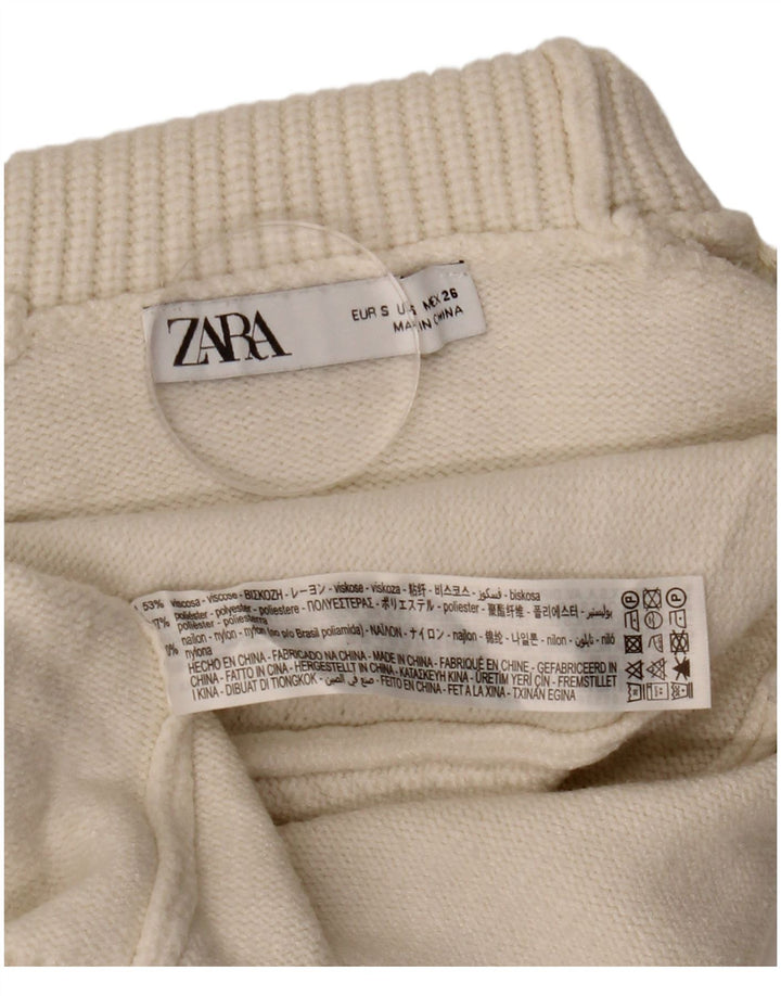 Maglione corto oversize a collo alto da donna Zara UK 10 piccolo bianco