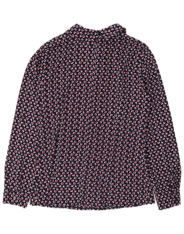 Camicetta vintage da donna con motivo astratto Top IT 40 piccolo blu navy