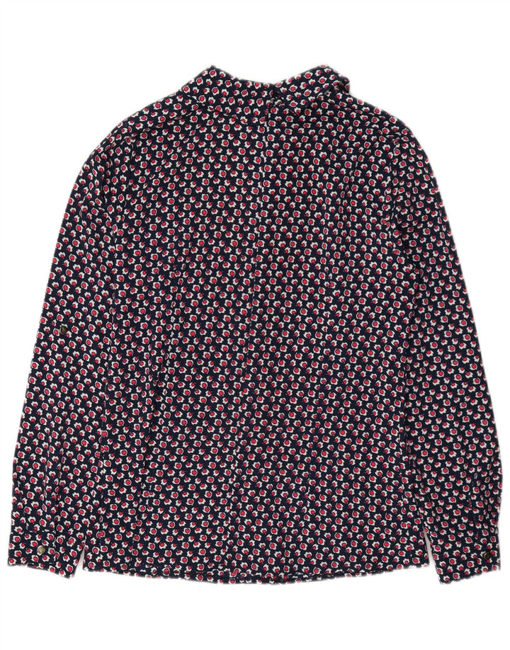 Camicetta vintage da donna con motivo astratto Top IT 40 piccolo blu navy