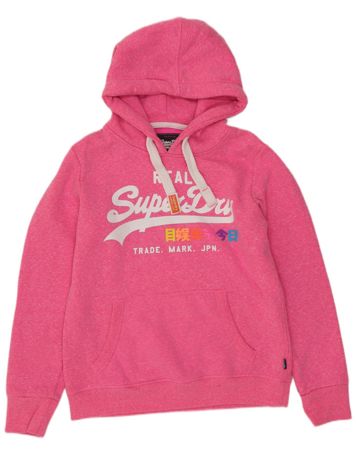 Felpa con cappuccio grafica da donna SUPERDRY UK 12 Poliestere rosa medio