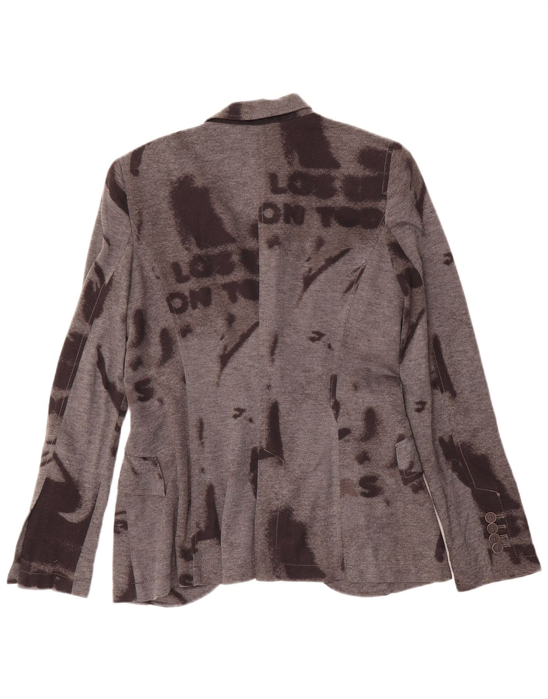 ZARA Womens 1 Button Blazer Jacket UK 12 Medium Grey Tie Dye Polyester