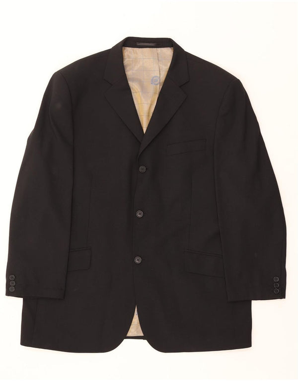 BEN SHERMAN Mens 3 Button Blazer Jacket Size 42 Large Black Polyester