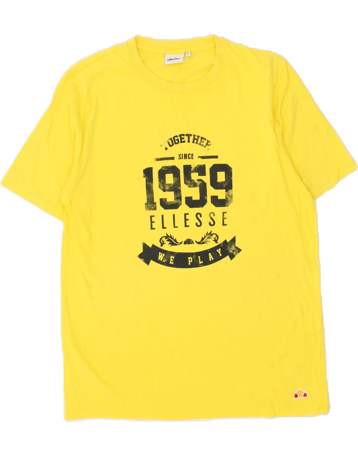 ELLESSE Mens Graphic T-Shirt Top Large Yellow Cotton Vintage Ellesse and Second-Hand Ellesse from Messina Hembry 