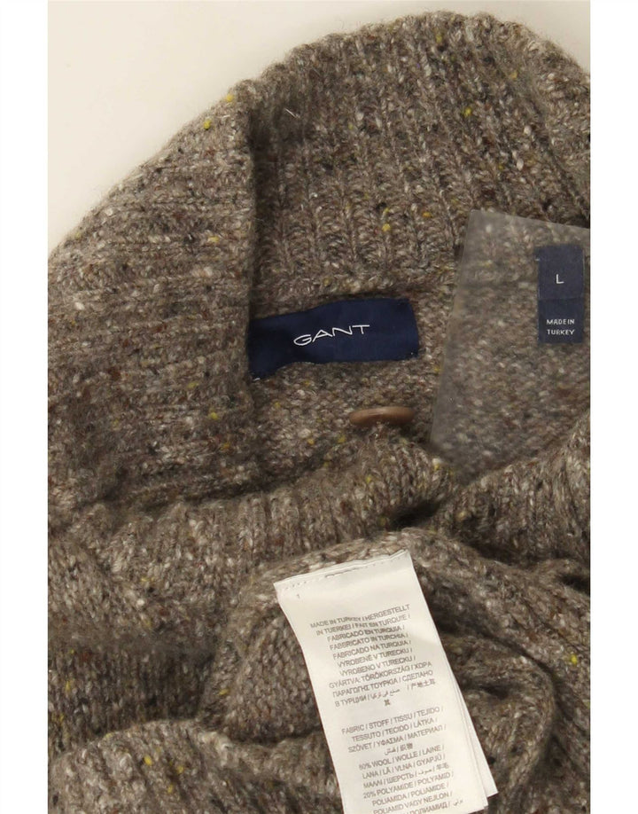 Maglione cardigan da uomo Gant grande lana screziata verde