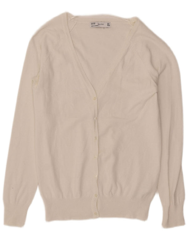 Maglione cardigan da donna Zara UK 14 grande cotone bianco