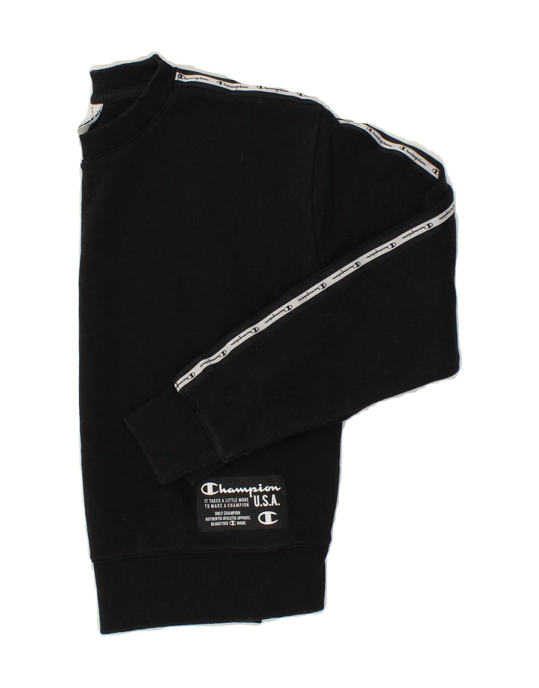 CHAMPION Womens Graphic Sweatshirt Jumper UK 10 Small Black Cotton Vintage Champion and Second-Hand Champion from Messina Hembry 