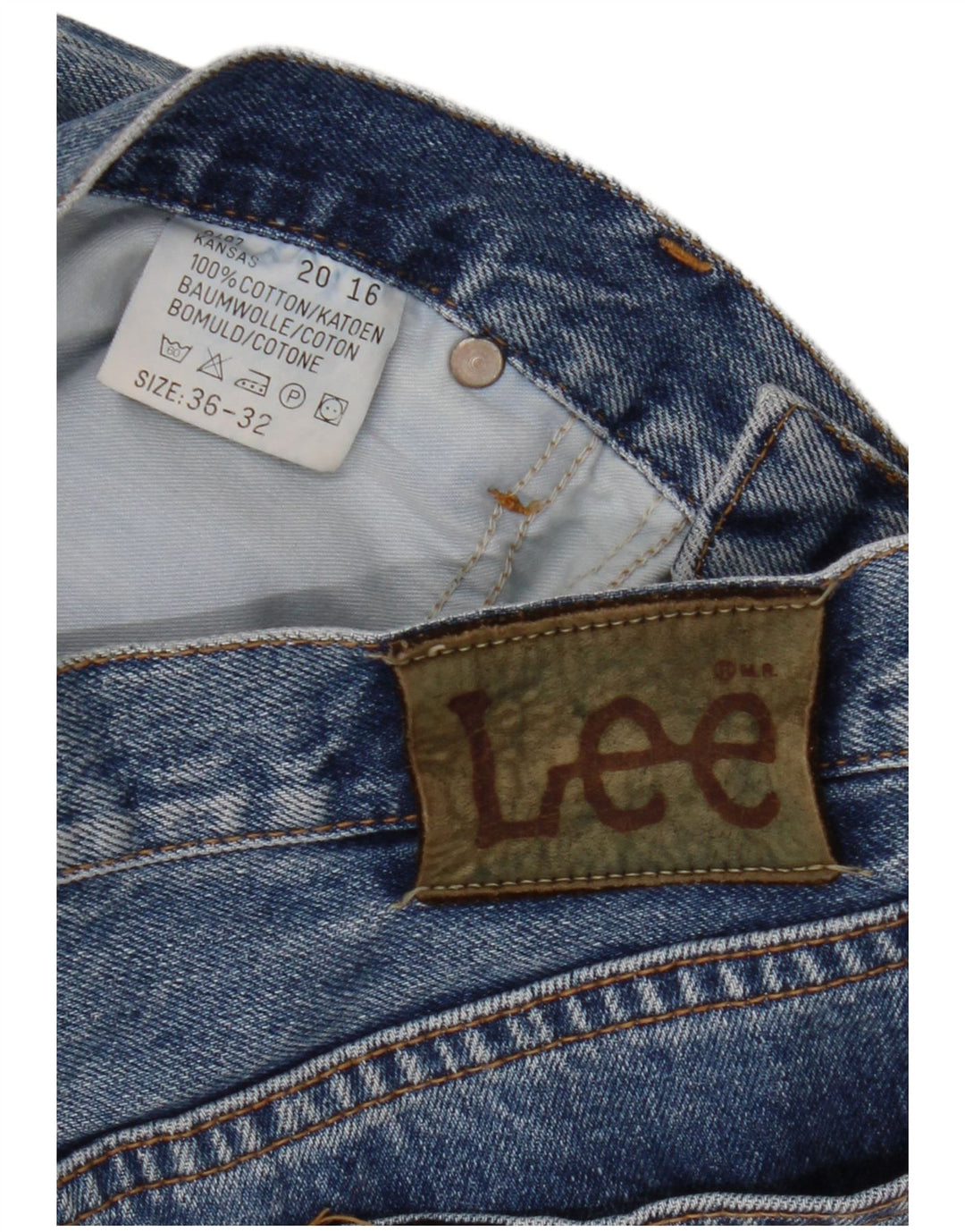 Jeans dritti da uomo Kansas LEE W36 L32 in cotone blu
