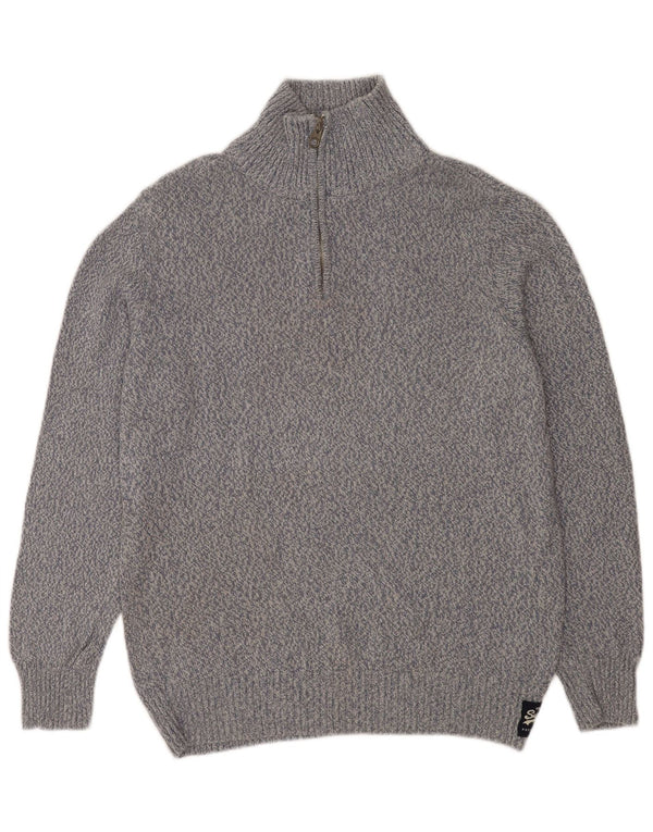 Maglione da uomo con zip e collo Superdry XL in cotone chiazzato blu