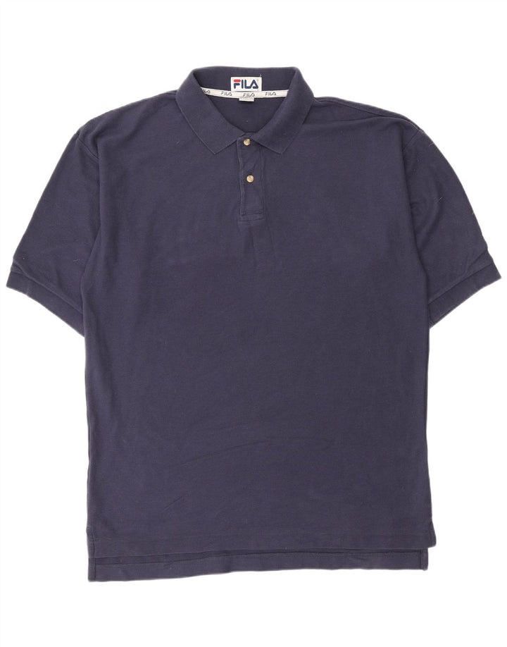 Polo da uomo FILA grande in cotone blu navy