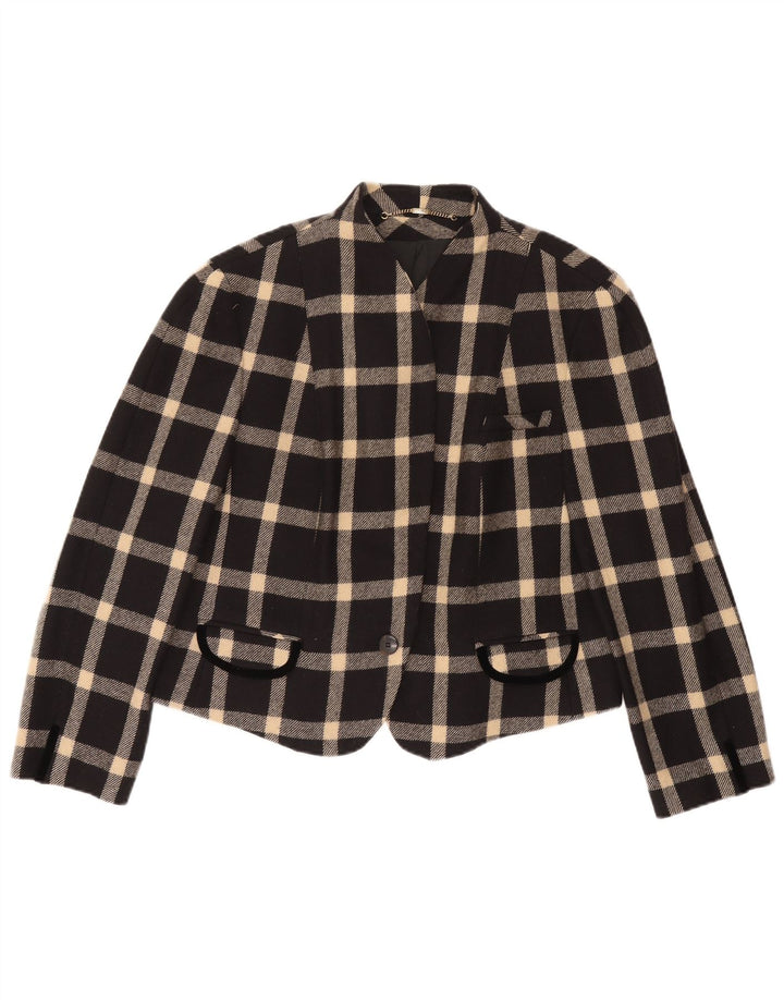 Giacca blazer da donna a 1 bottone Basler UK 18 XL lana a quadri nera