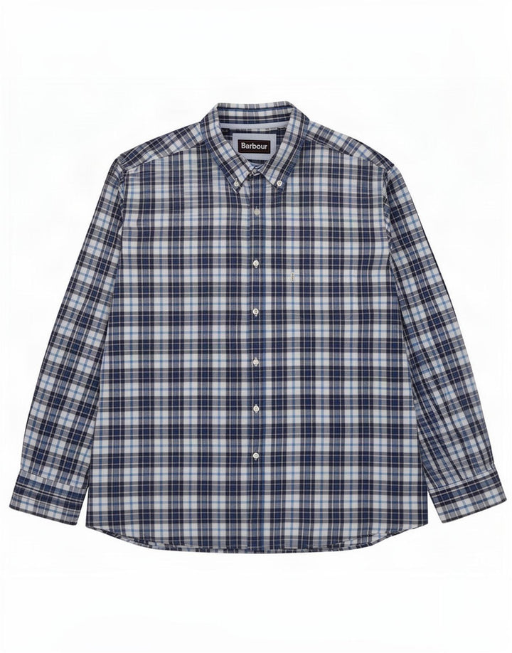 Camicia da uomo Barbour 2XL in cotone a quadri blu