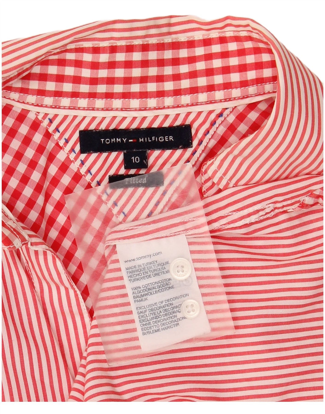 Camicia aderente da bambino Tommy Hilfiger 9-10 anni in cotone a righe rosse