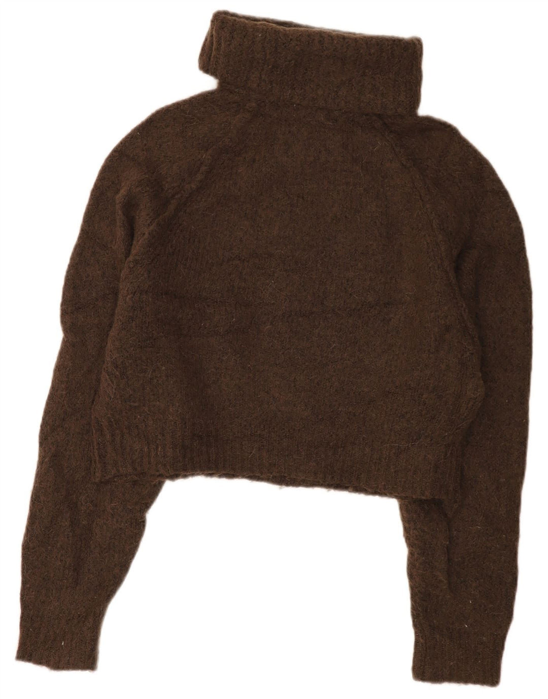 Maglione corto da donna Zara con collo alto, UK 14, poliestere marrone medio