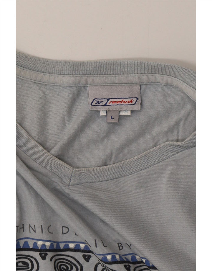 T-shirt grafica da uomo REEBOK Top grande in cotone blu