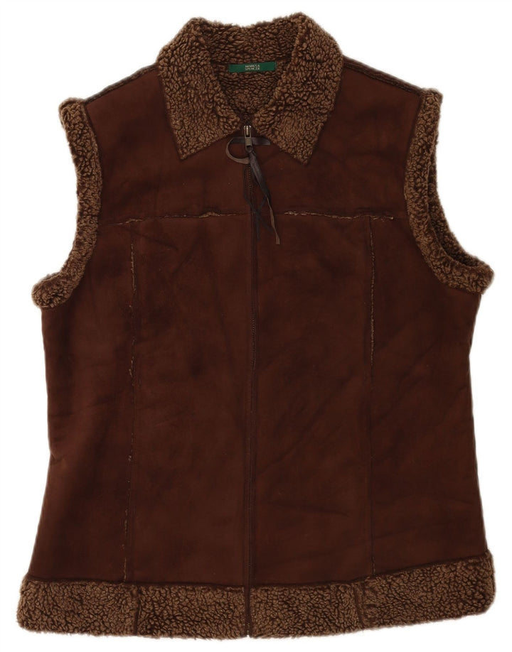 Gilet Sherpa da donna Marks & Spencer UK 12 Poliestere marrone medio