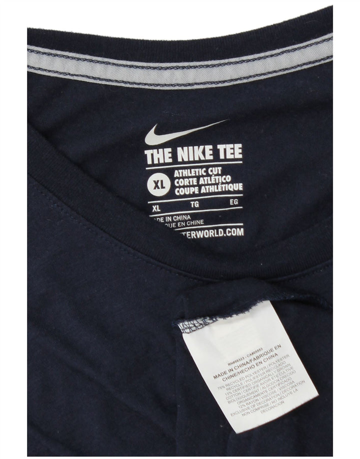 T-shirt Nike da uomo dal taglio atletico, XL, in poliestere color block blu navy
