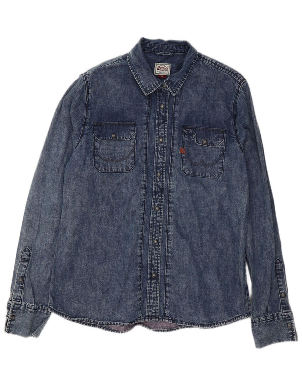Camicia in denim da donna Superdry UK 18 XL cotone blu