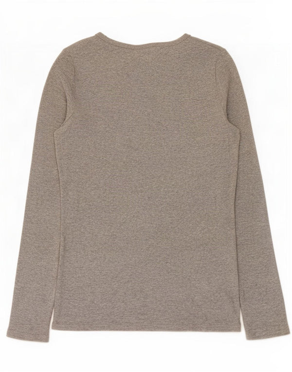Top da donna Benetton manica lunga UK 12 cotone grigio medio