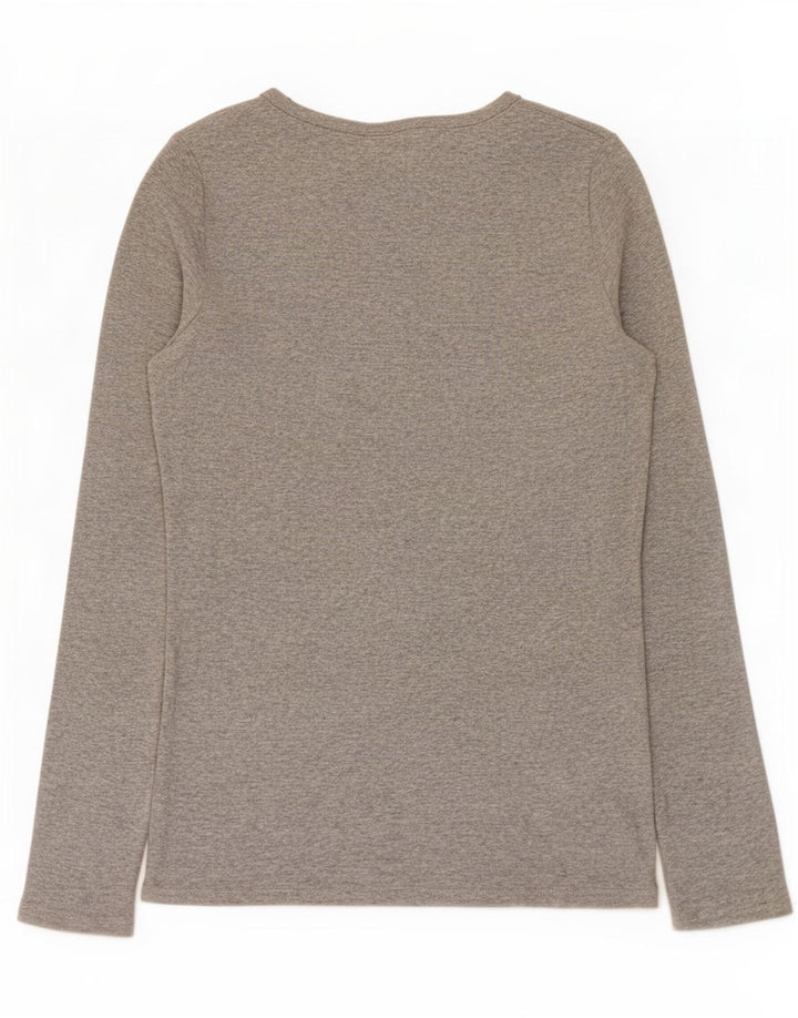 Top da donna Benetton manica lunga UK 12 cotone grigio medio