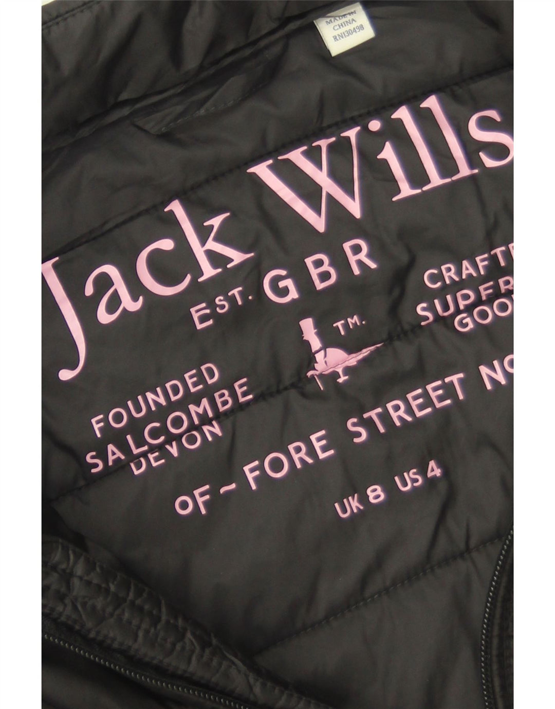 Giacca imbottita da donna Jack Wills UK 8 Small nera in poliammide