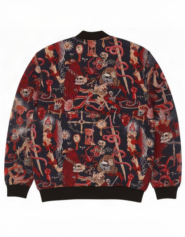 Giubbotto bomber da uomo con motivo astratto Zara UK 42 XL poliestere multicolore
