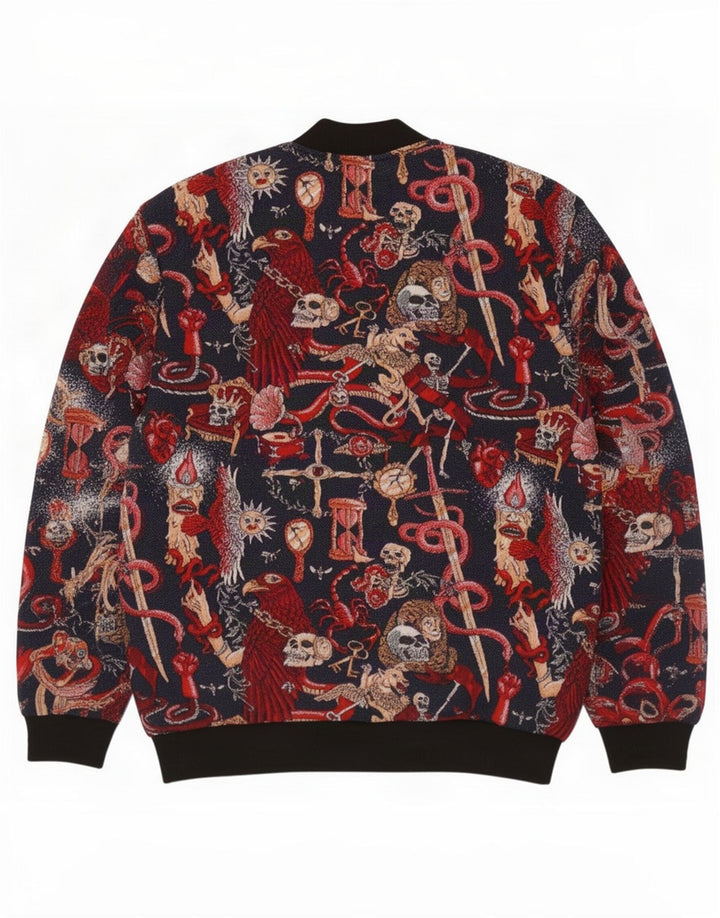 Giubbotto bomber da uomo con motivo astratto Zara UK 42 XL poliestere multicolore