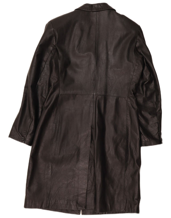Cappotto in pelle vintage da donna IT 48 XL in pelle nera
