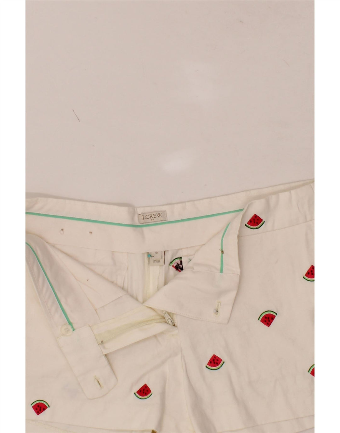 J. CREW Womens Abstract Pattern Casual Shorts US 10 Large W32  White Vintage J. Crew and Second-Hand J. Crew from Messina Hembry 