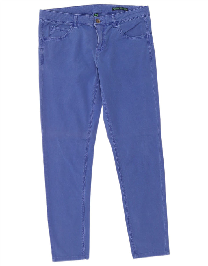 Pantaloni casual super skinny da donna BENETTON W30 L27 cotone blu