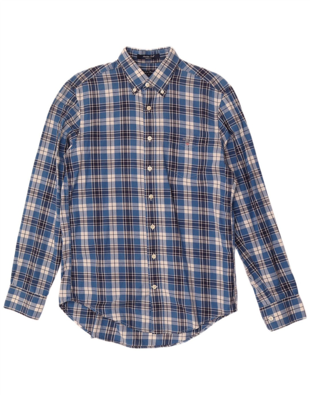 Gant Camicia da uomo vestibilità regolare in cotone a quadri blu medio